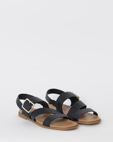 Britney Slingback Asymmetric Flat Sandals - Wide Fit (E)