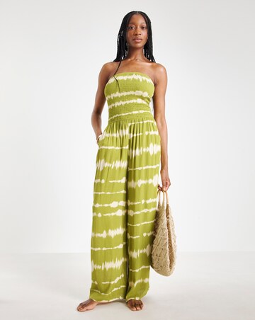 Shirred Bandeau Beach Jumpsuit