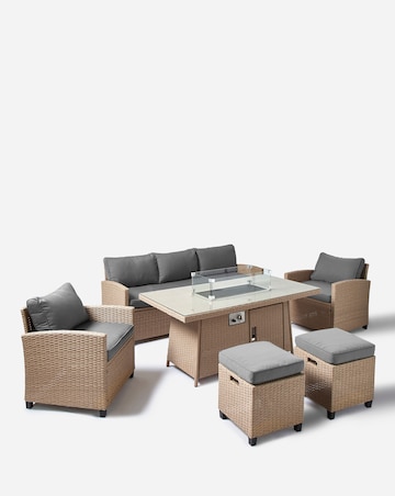 Amalfi Lounge Dining Set With Firepit