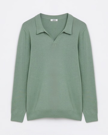 Green Knitted Trophy Neck Polo