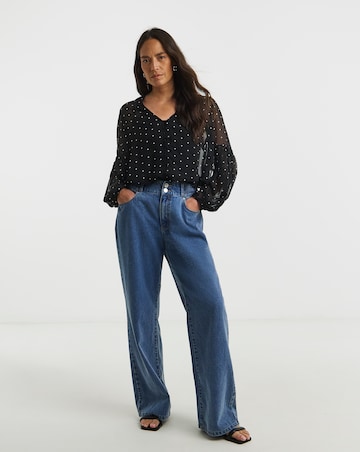 Georgette Collarless Tie Detail Blouse