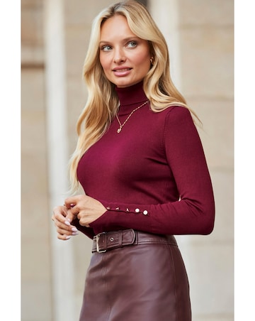 Sosandar Roll Neck Jumper With Cuff Detail