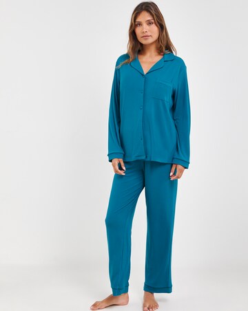 Pretty Secrets Supersoft Ribbed Button Through Pyjama Set