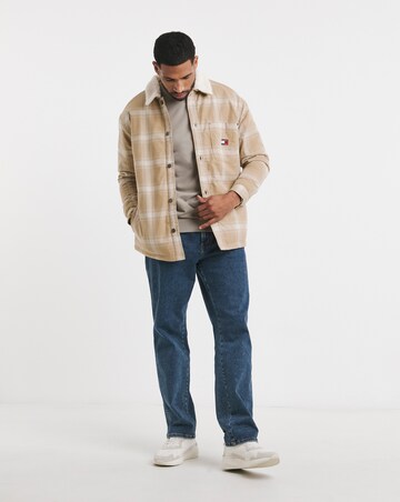 Tommy Jeans Check Teddy Mix Overshirt - Tan