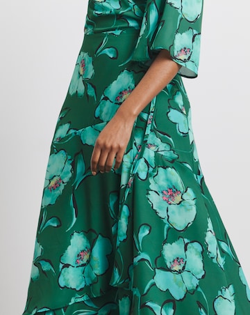 Joanna Hope Printed Wrap Dress with Angel Sleeves