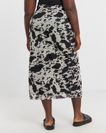 Simply Be Cow Print Mesh Midaxi Skirt