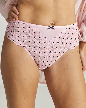 Ann Summers Sexy Lace Planet Flocked High Waist Brazilian Pink