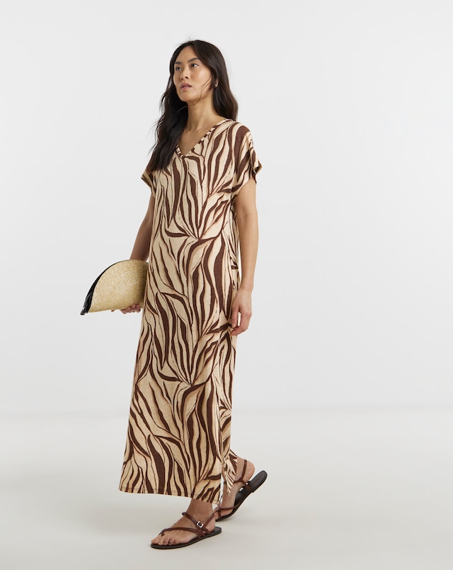 Jersey Animal Print Midi T-Shirt Dress