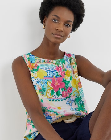 Linen Mix Sleeveless Shell Top