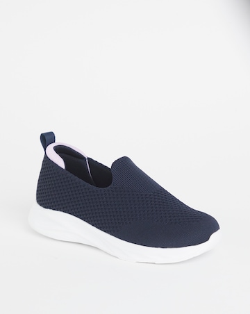 Cushion Walk Navy Arch Support Slip On Trainers -Wide Fit (E)