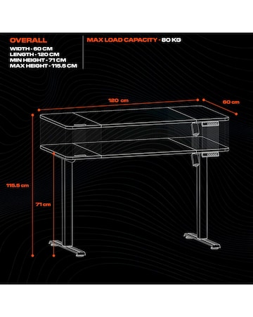 X Rocker Ascend Height Adjustable Desk Black