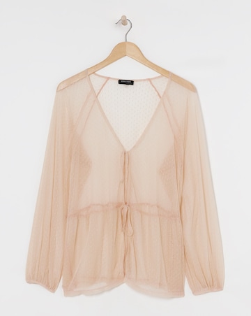 Blush Mesh Spot Dobby Blouse