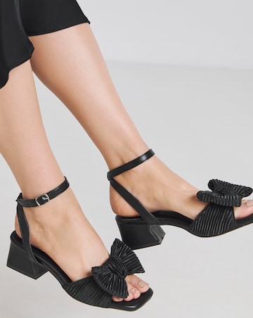 Isla Plisse Bow Low Heel Occasion Sandals Wide E Fit