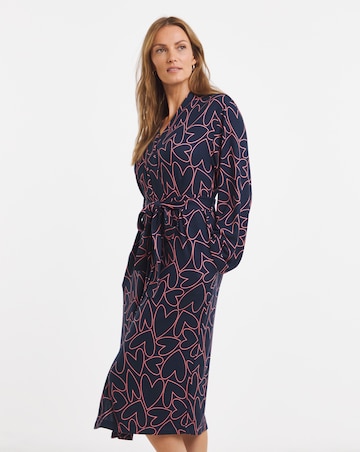 Pretty Secrets Soft Knit Heart Print Dressing Gown Navy