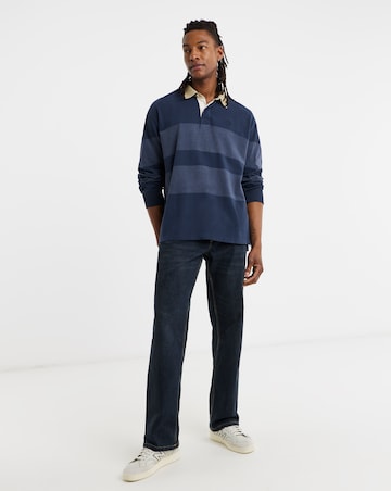 Timberland Long Sleeve Striped Rugby Polo Shirt - Navy