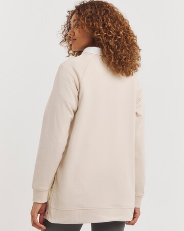 Oatmeal Popper Side Longline Sweatshirt
