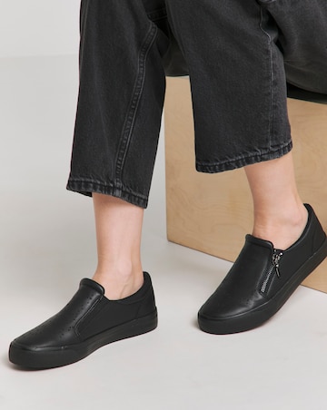 Beatrix Laser Cut Slip on Side Zip Trainer - Extra Wide Fit (EEE)