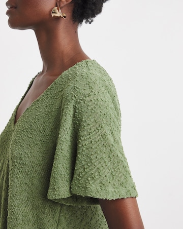 Khaki Boucle Angel Sleeve Top