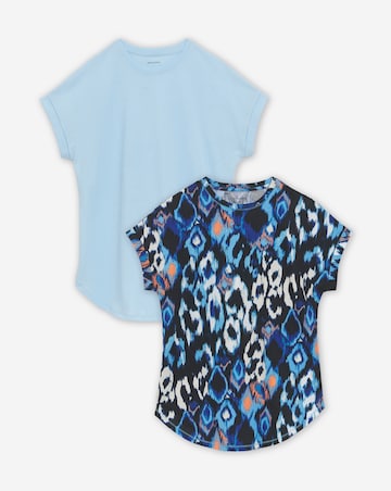 Pure Cotton 2 Pack Short Sleeve Curved Hem Longline Top