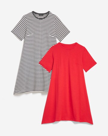 2 Pack Cotton Slub A-Line Swing Dress