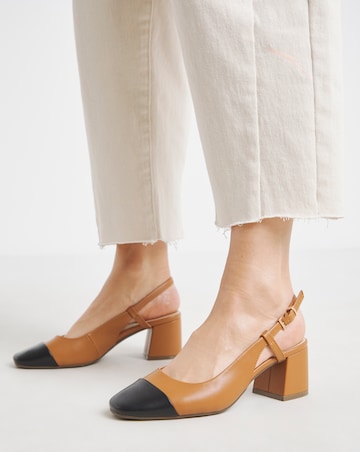 Heavenly Soles Tegan Low Block Heel Slingback Shoes - Extra Wide Fit (EEE)