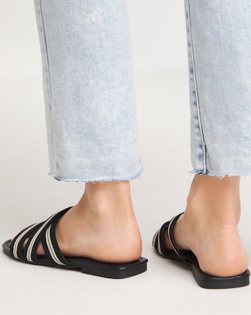 Simply Be Mabel Crossover Strap Flat Mule Sandals - Wide Fit (E)