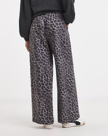Grey Animal Textured Wide Leg Trouser