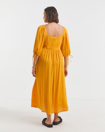Simply Be Yellow Crinkle Soft Volume Midi Dress