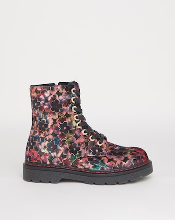 Heavenly Feet Justina Lace Up Chunky Boot Wide Fit