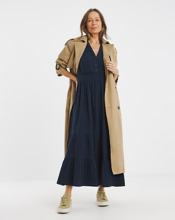 Pure Cotton Textured Short Sleeve Tiered Maxi Dress