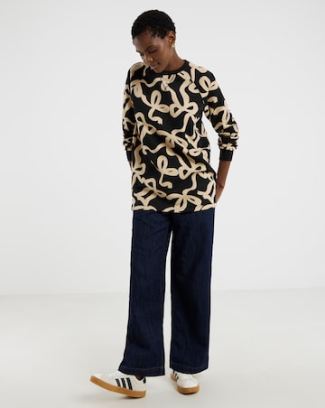 Bow Print Longline Sweatshirt