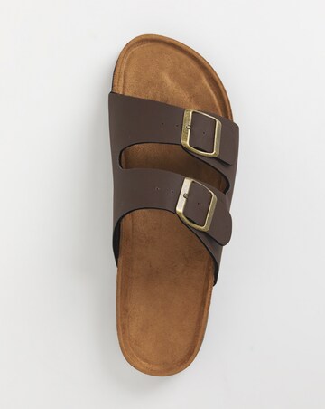 Brown Buckle Strap Sandals Wide Fit