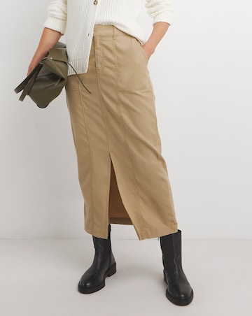 Dark Stone Lyocell Rich Maxi Column Skirt