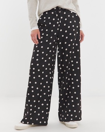 Spot Print Textured Wide Leg Trouser