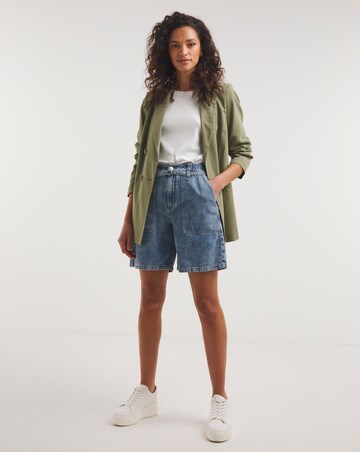 Mid Wash Mix Denim Cargo Short