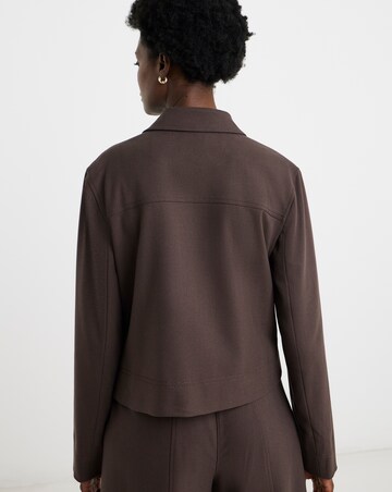 Zip Front Herringbone Jacket
