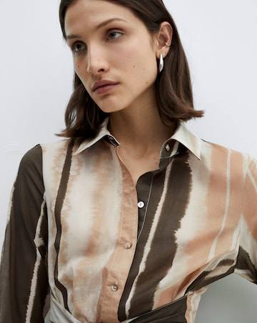 Mango Zoey Tie-Dye Stripe Midi Shirt Dress