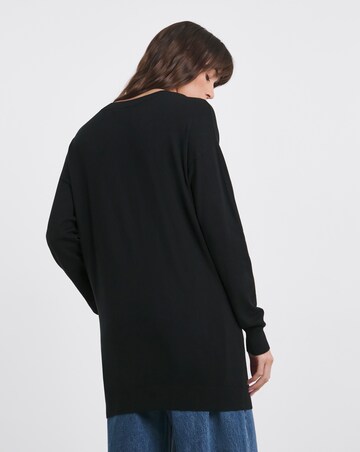 Black Slouchy V Neck Tunic
