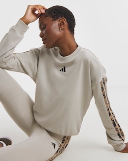 Adidas Leopard Print 3 Stripe Sweatshirt - Image