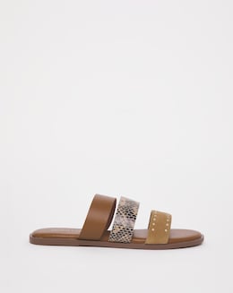 3 Strap Leather Mule Sandal EEE Fit - Image