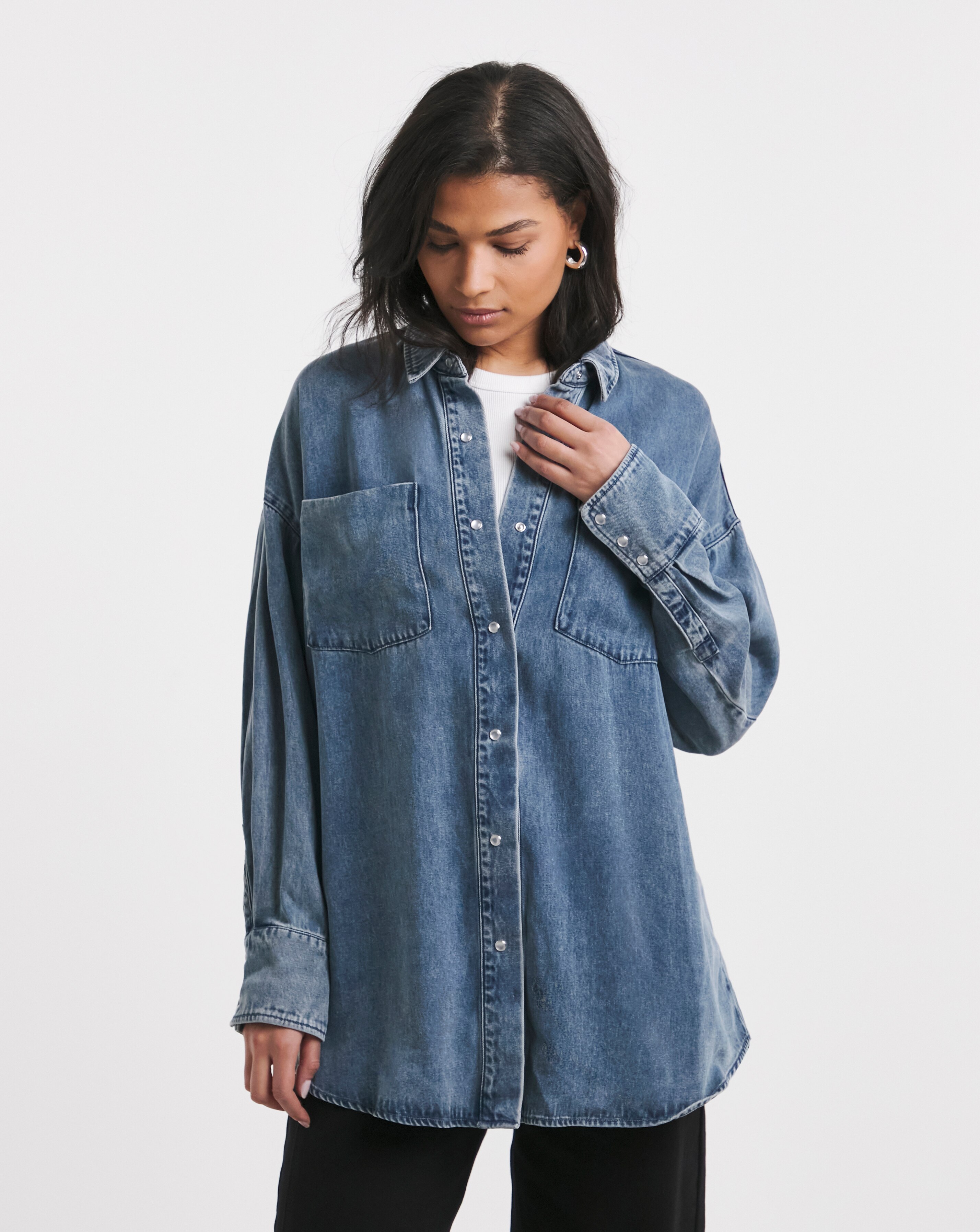Anthology Blue Denim Shirt with Tencel TM Lyocell | JD Williams