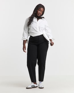 Simply Be Black Broderie Detail Barrel Leg Jeans