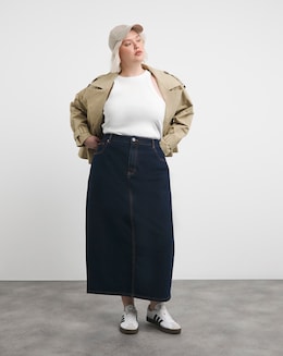 Indigo Contrast Stitch Maxi Skirt - Image