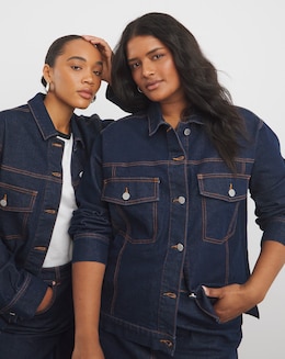 Contrast Stitch Boxy Denim Jacket - Image