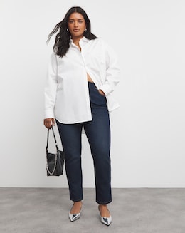 Dark Indigo Slim Mom Jeans - Image