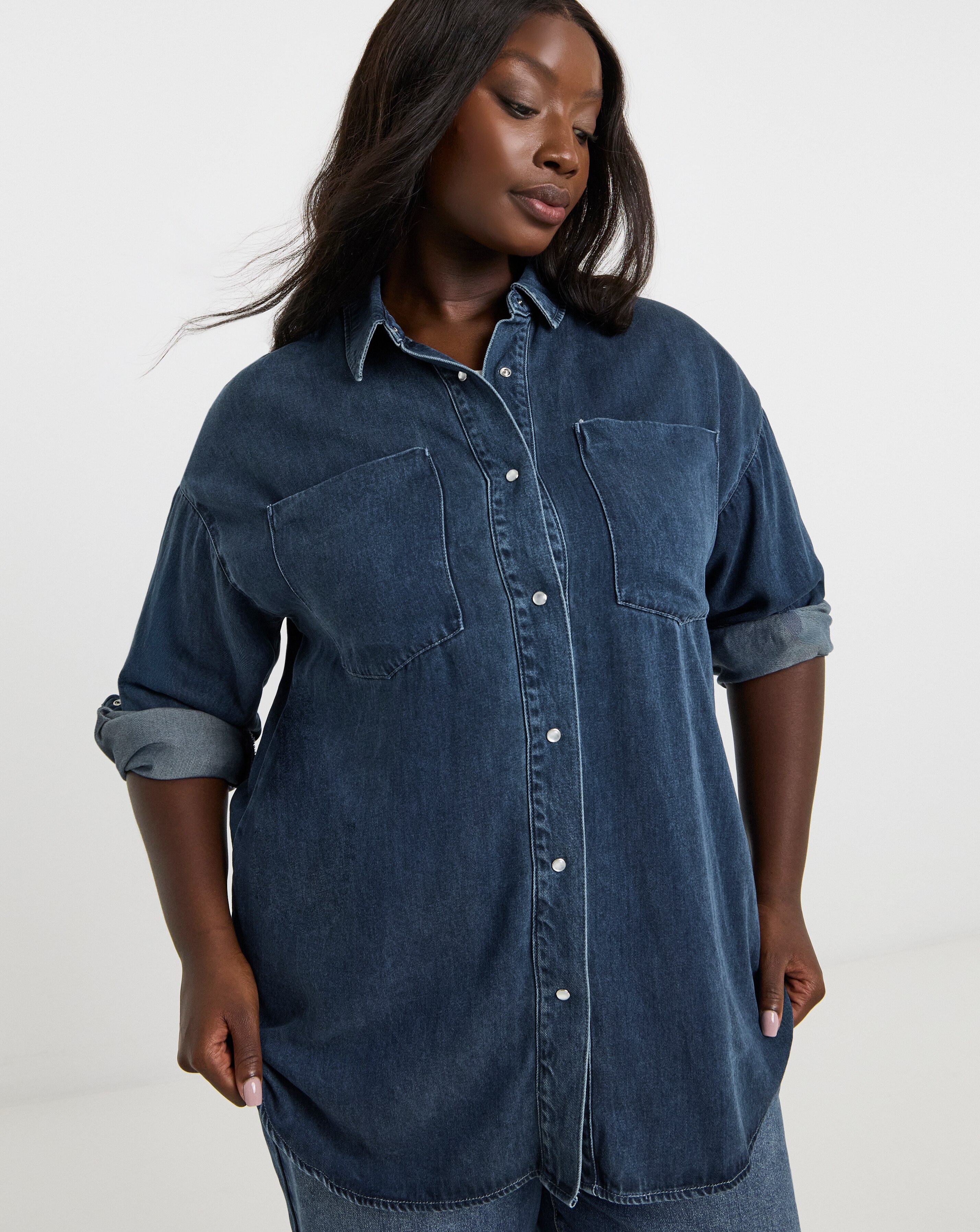 Anthology Blue Denim Shirt with Tencel TM Lyocell | JD Williams