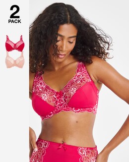 2 Pack Ella Lace Non Wired Full Cup Bras - Image