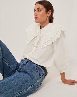 Monsoon Connie Puff Sleeve Collar Blouse - Image
