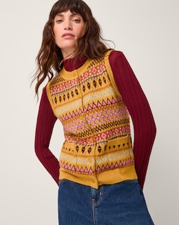 Monsoon Fleur Fair Isle Button Knitted Vest