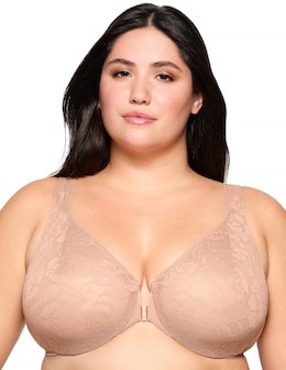 Glamorise Plus Size Lacey T-Back WonderWire Front-Fastening Bra 9246